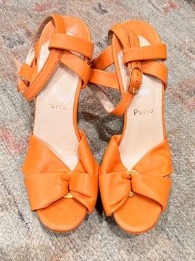 Christian Louboutin Orange Knotted Open-Toe Ankle-Strap Sandals